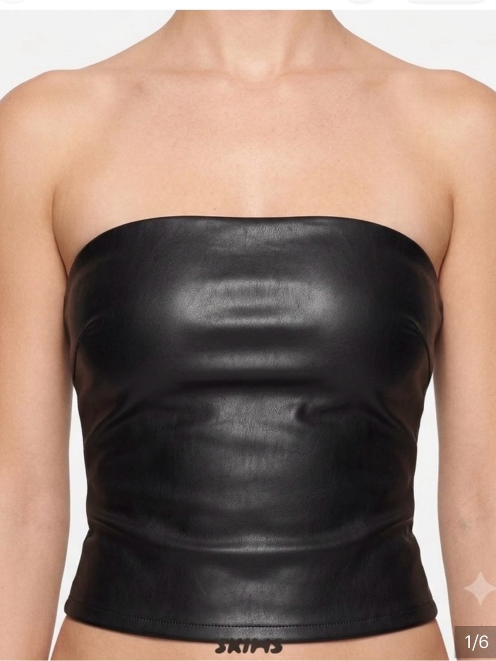 SKIMS | NWT FAUX LEATHER TUBE TOP BANDEAU ONYX BLACK